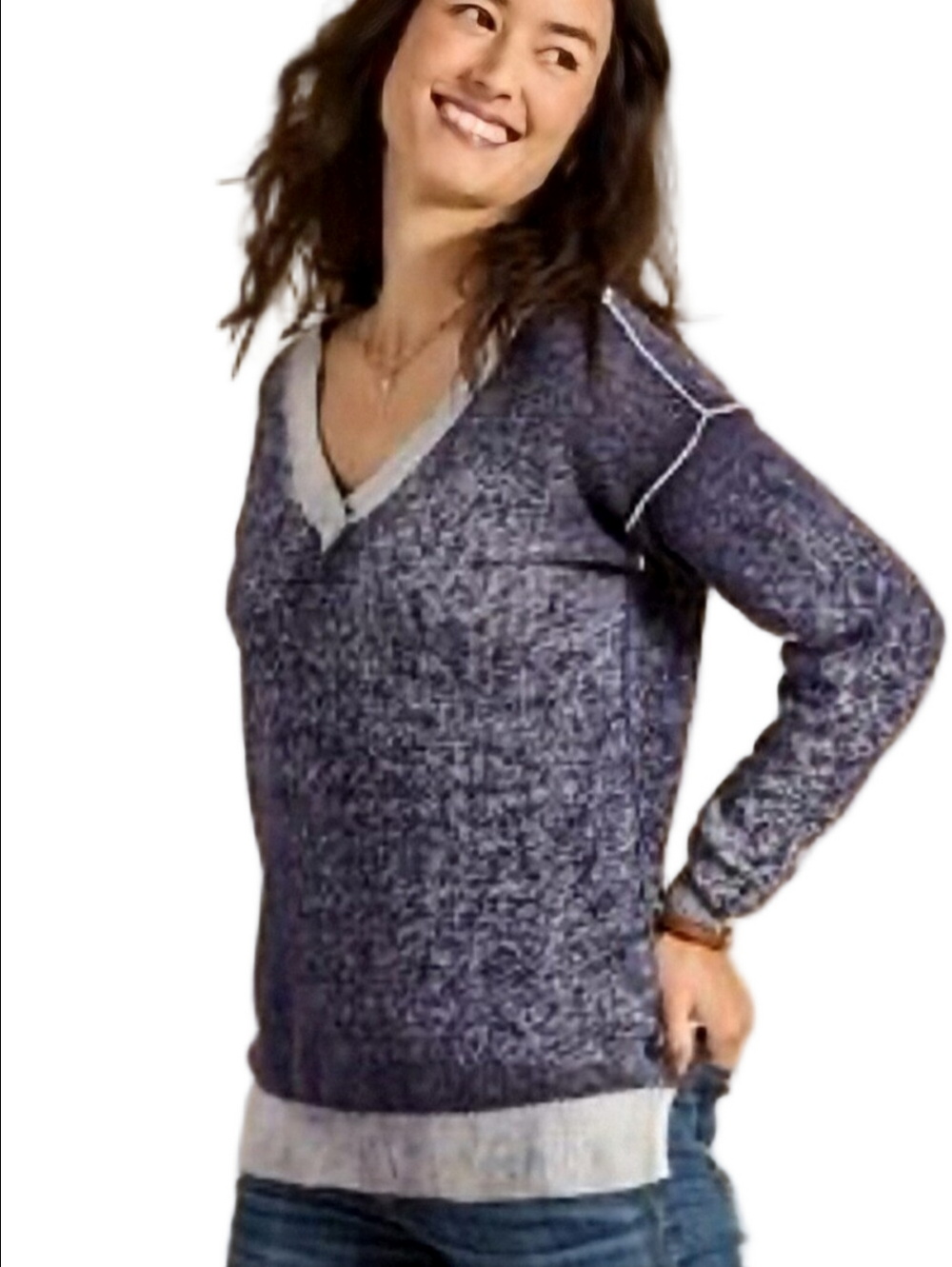 🆕 SUNDANCE "SAMANTHA" PURPLE WHITE TIE DYE DISTRESSED COTTON V-NECK SWEATER